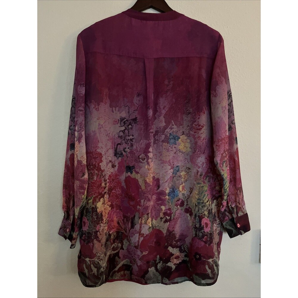 Soft Surroundings Womens Shirt Harmonia Tunic Lined Floral Button Tank Top SZ L - Picture 8 of 10